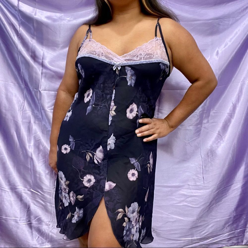 Lavender Floral Navy Nightgown 